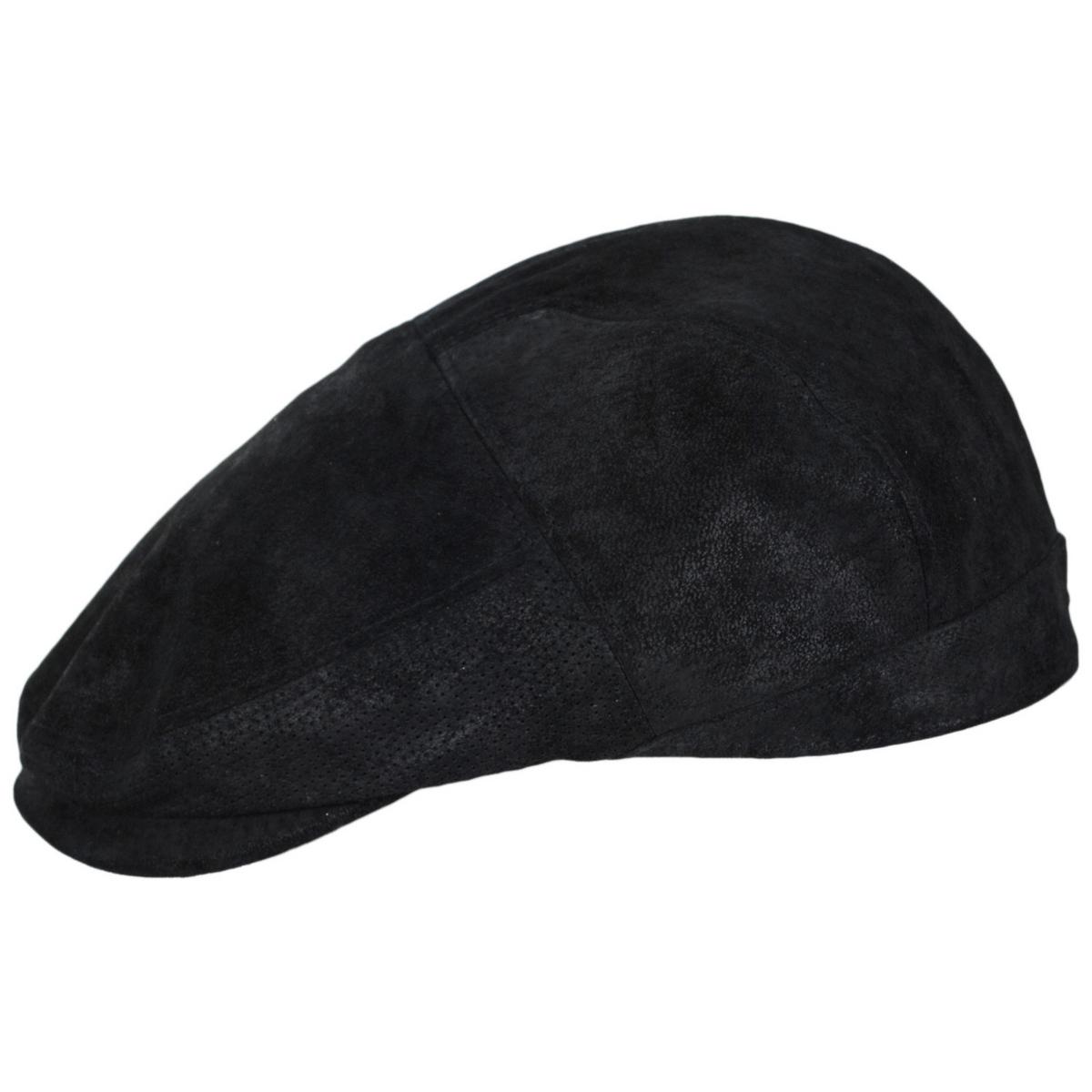 Scala | Ivy Weather Leather Duckbill Flat Cap | 160234 | profile | BLACK