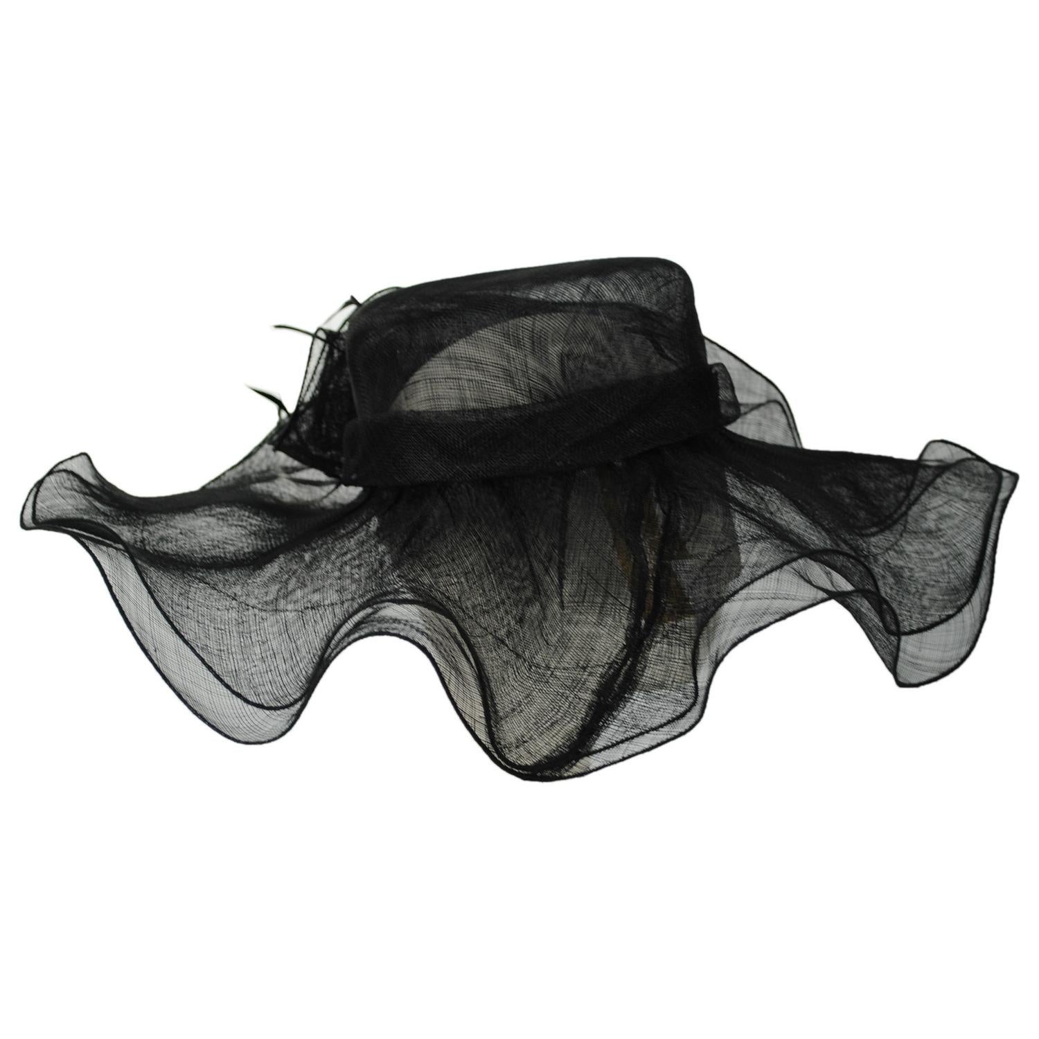 Something Special | Sahara Sinamay Straw Spectator Dress Hat | 121319 | profiletwo | BLACK