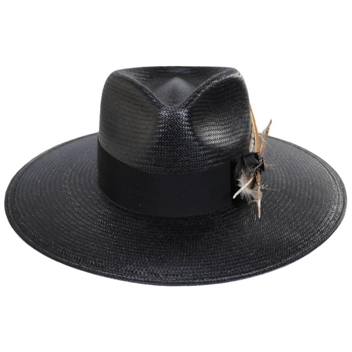 Stetson | Atacama Shantung Straw Fedora Hat | 127043 | front | BLACK