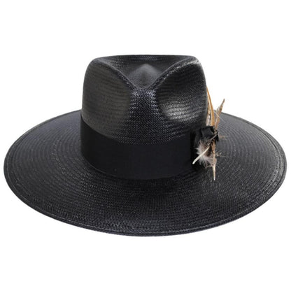 Stetson | Atacama Shantung Straw Fedora Hat | 127043 | front | BLACK