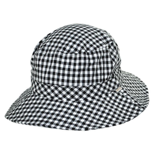 BRIXTON HATS | Petra Two-Tone Cotton Packable Bucket Hat | 185523SS22 | lead | BLACK GINGHAM