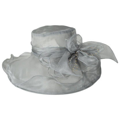 San Diego Hat Company | Organza Pearl Boater Dress Hat | 121052 | profile | SILVER