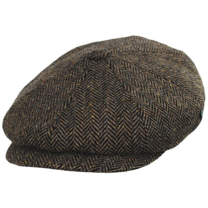 City Sport Caps | Herringbone Donegal Tweed Wool Newsboy Cap | 175111 | lead | COGNAC