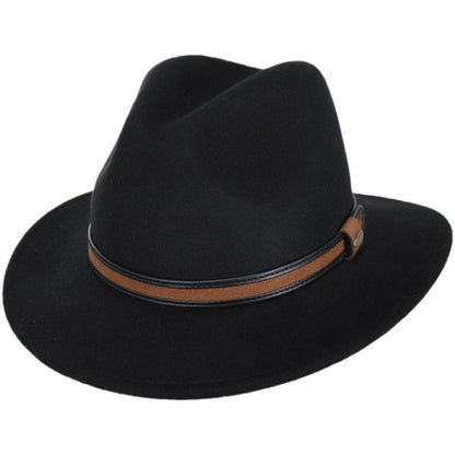 Scala | Shaun Crushable Wool Felt Safari Fedora Hat | 130442 | lead | BLACK