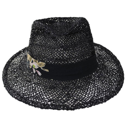 BRIXTON HATS | Aloha Seagrass Straw Fedora Hat | 128353 | front | BLACK/BLACK