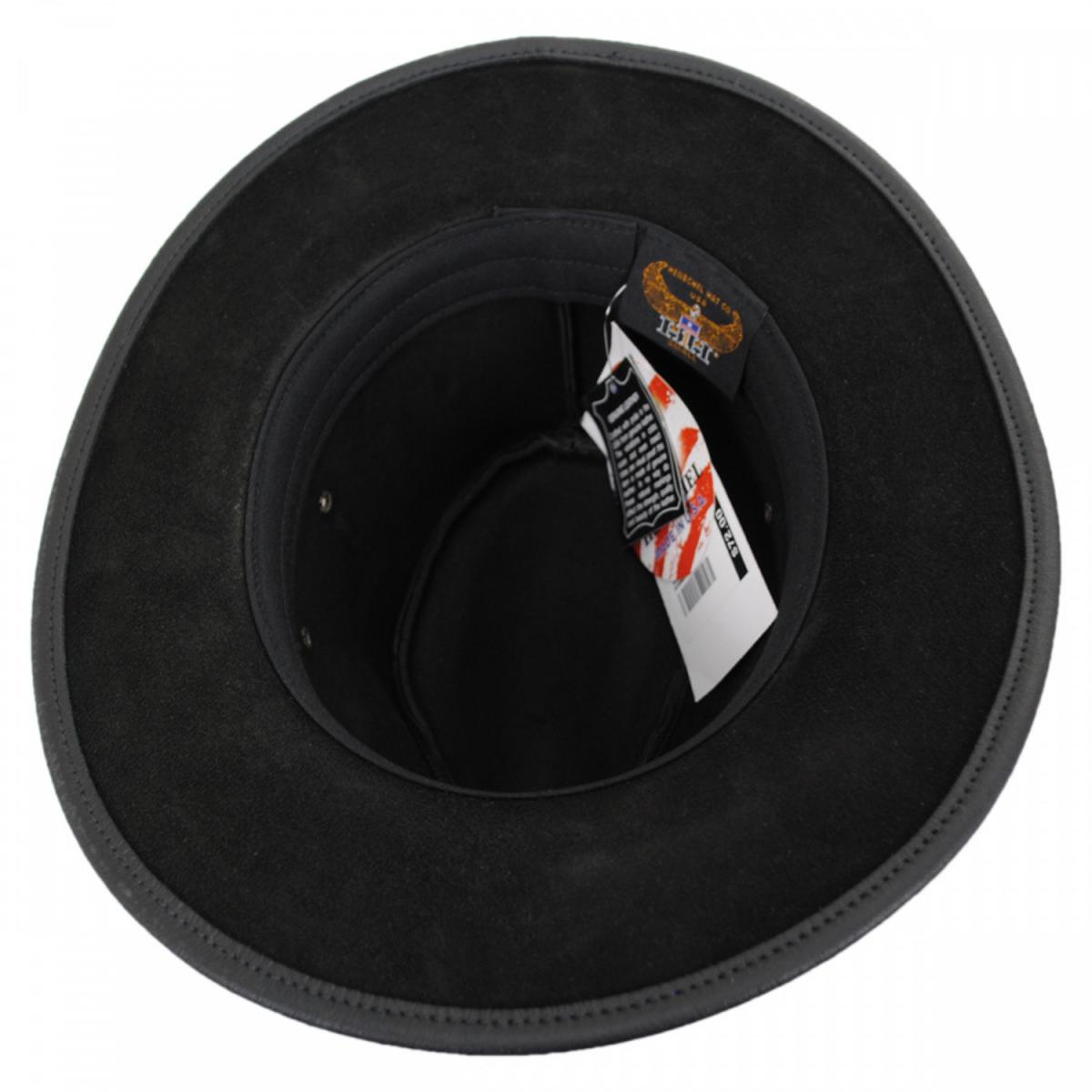 Henschel | Leather Safari Fedora Hat | 140317 | under | BLACK