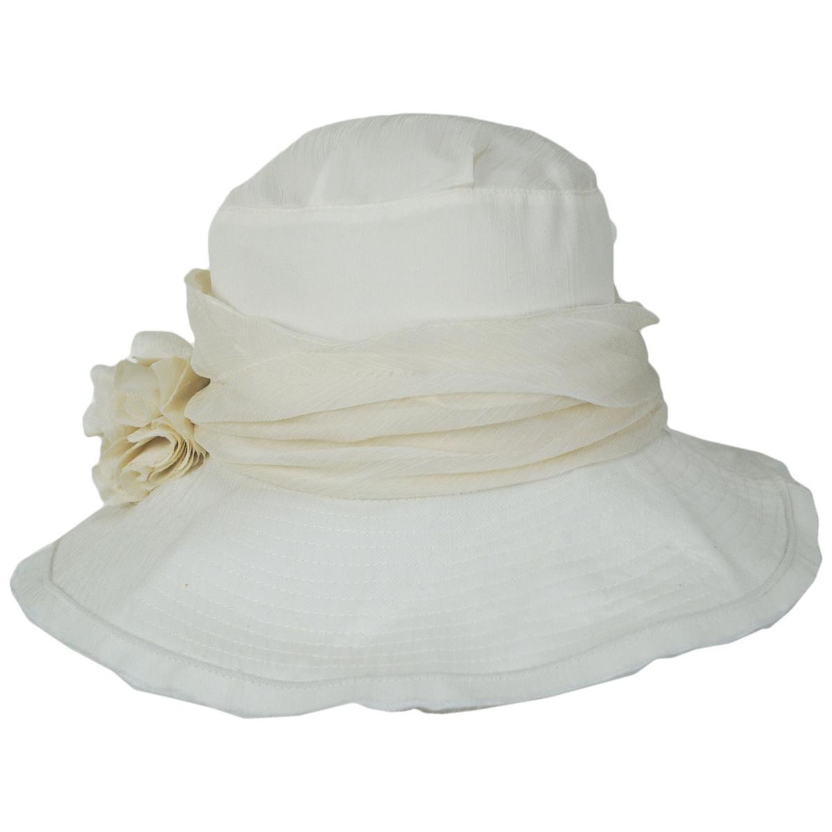 Jeanne Simmons | Romance Fabric Sun Hat | 106547 | front | CREAM