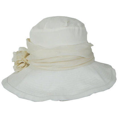 Jeanne Simmons | Romance Fabric Sun Hat | 106547 | front | CREAM