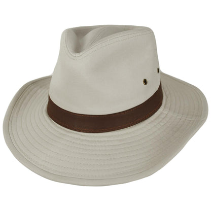 Dorfman Pacific | Cotton Twill Outback Fedora Hat | 400232 | lead | PUTTY