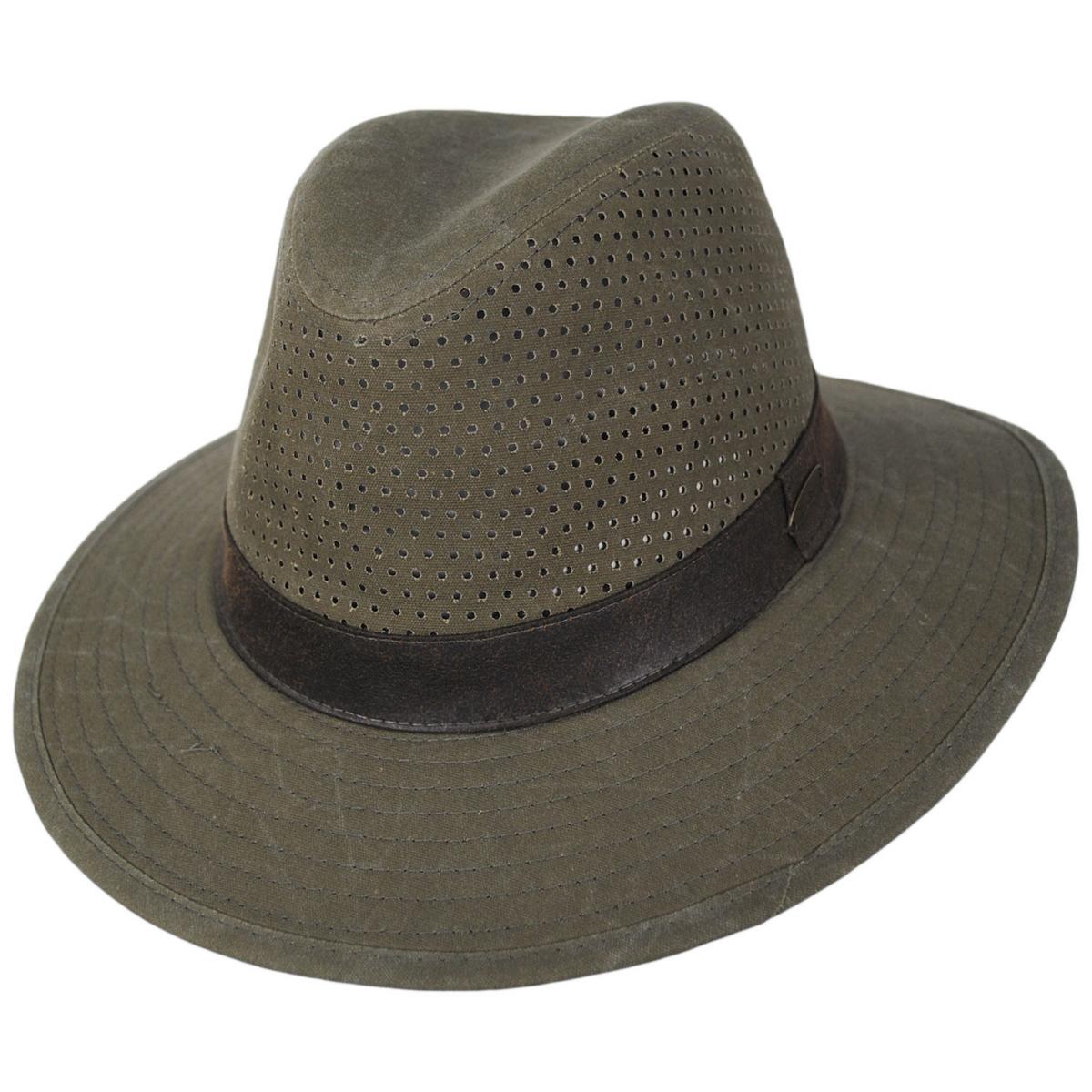 Panama Jack | Reverie Cotton Safari Fedora Hat | 400608 | lead | OLIVE