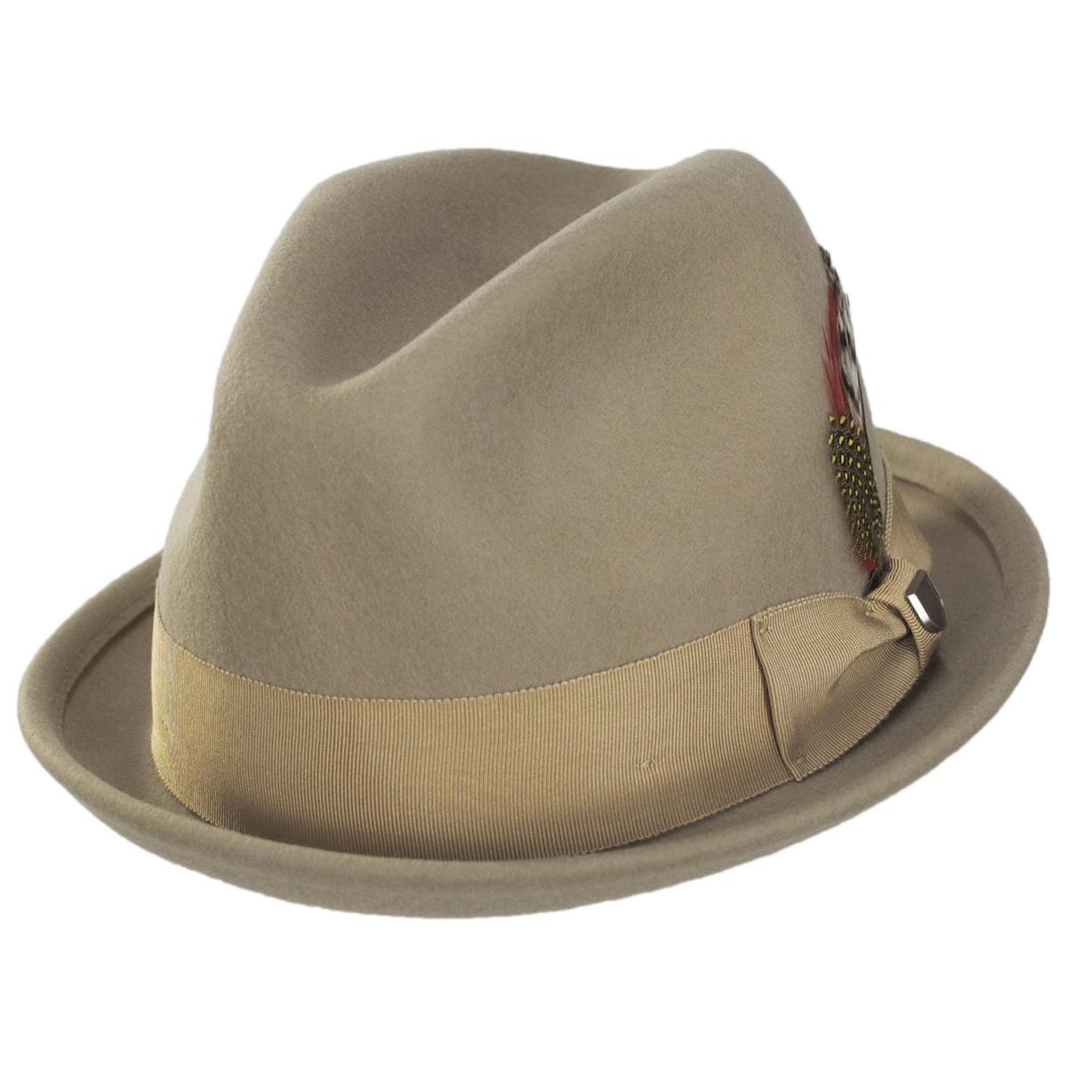 BRIXTON HATS | Gain Wool Felt Fedora Hat - Sand | 135600SSB | lead | SAND/SAND/BROWN