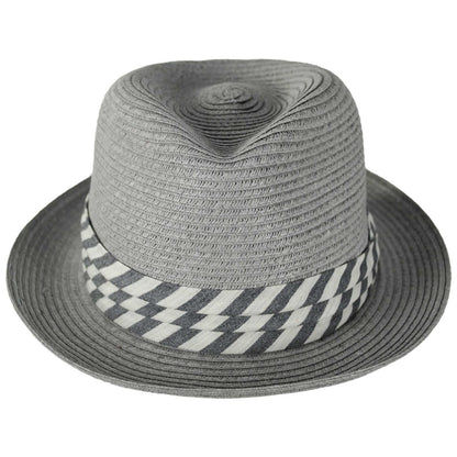 Stefeno Hats | Jonas Toyo Straw Stingy Brim Fedora Hat | 129708 | front | GREY