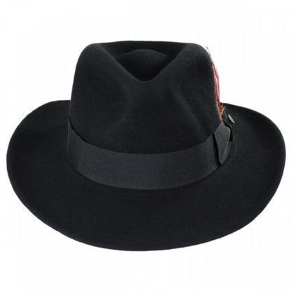 Jaxon Hats | Ford Crushable Wool Felt Fedora Hat | 135004 | front | BLACK