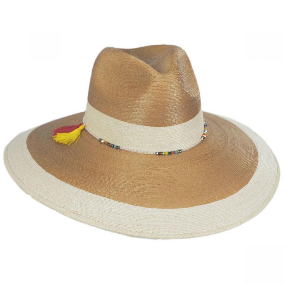 Scala | Elgans Two-Tone Palm Leaf Straw Fedora Hat