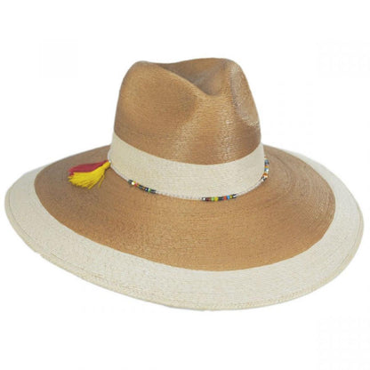 Scala | Elgans Two-Tone Palm Leaf Straw Fedora Hat