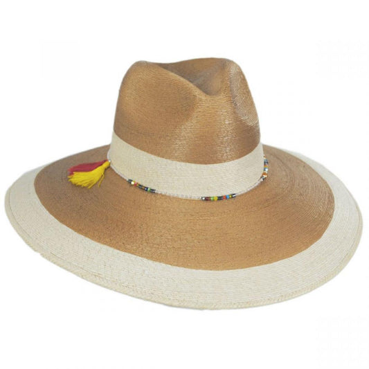 Scala | Elgans Two-Tone Palm Leaf Straw Fedora Hat | 101377 | lead | TOAST