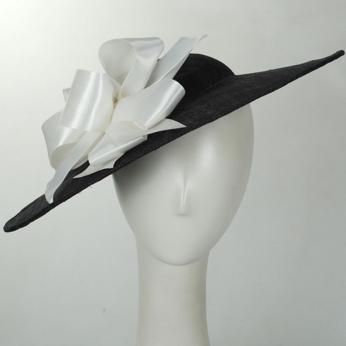 Kathy Jeanne | Bows Galore Sinamay Straw Picture Dress Hat | 122452 | front | SOLID BLACK