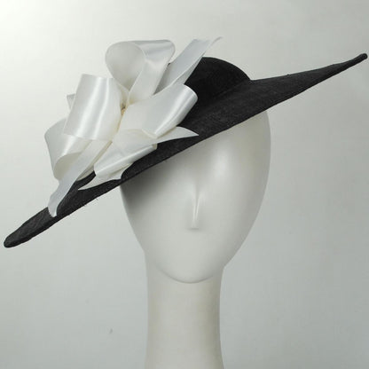 Kathy Jeanne | Bows Galore Sinamay Straw Picture Dress Hat | 122452 | front | SOLID BLACK