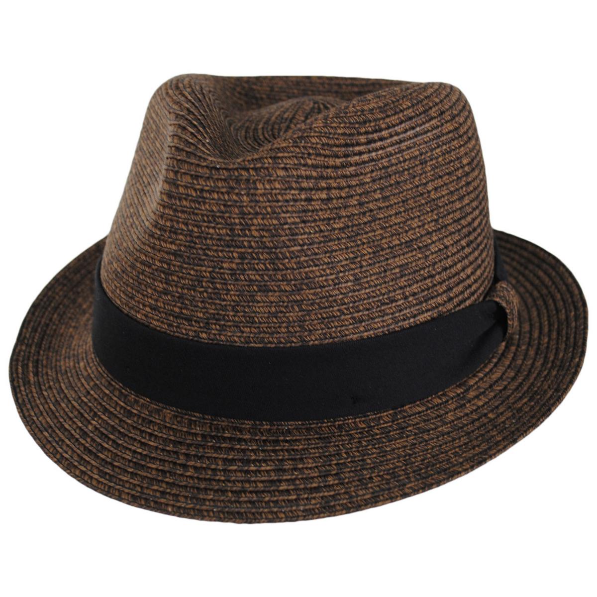 Bigalli | Street Style Poly Braid Stingy Brim Fedora Hat | 129253 | lead | CHOCOLATE