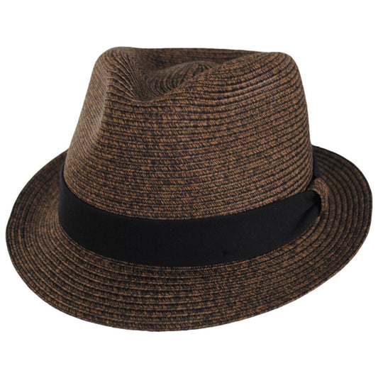 Bigalli | Street Style Poly Braid Stingy Brim Fedora Hat | 129253 | lead | CHOCOLATE