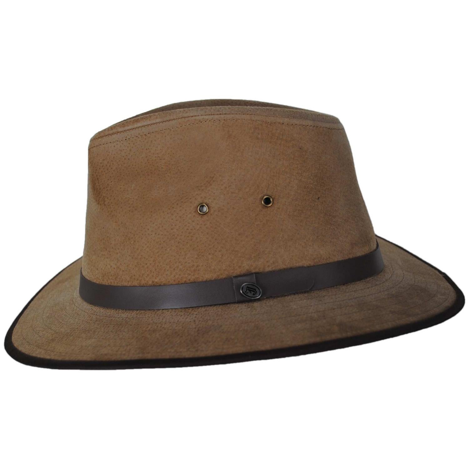 Jaxon Hats | Nubuck Leather Safari Fedora Hat | 147200 | profile | CHESTNUT