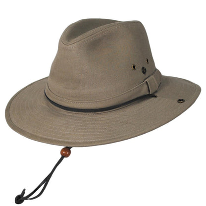 Dorfman Pacific | Chin Cord Cotton Aussie Hat | 400209 | lead | KHAKI