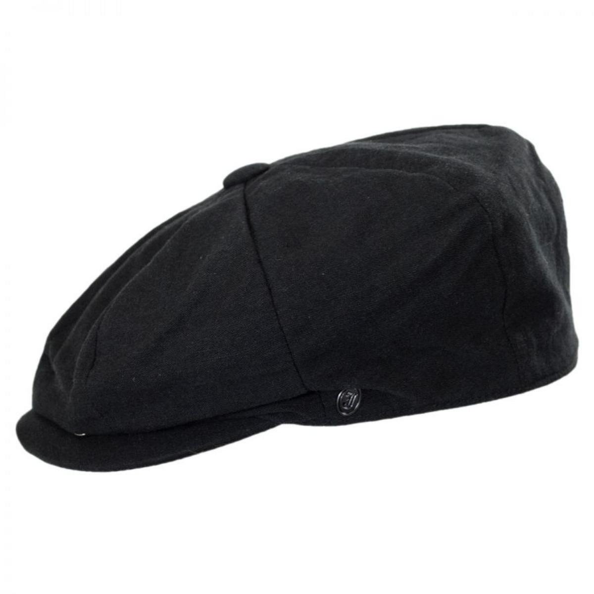 Jaxon Hats | Linen and Cotton Newsboy Cap | 167774 | profile | BLACK