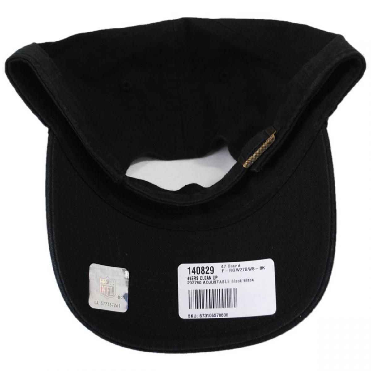 47 Brand | San Francisco 49ers NFL Clean Up Strapback Baseball Cap Dad Hat | 203780 | under | BLACK