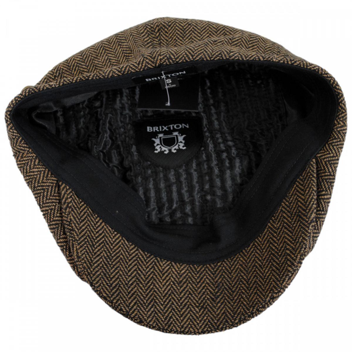 BRIXTON HATS | Brood Herringbone Wool Blend Newsboy Cap | 161512 | under | BROWN/KHAKI