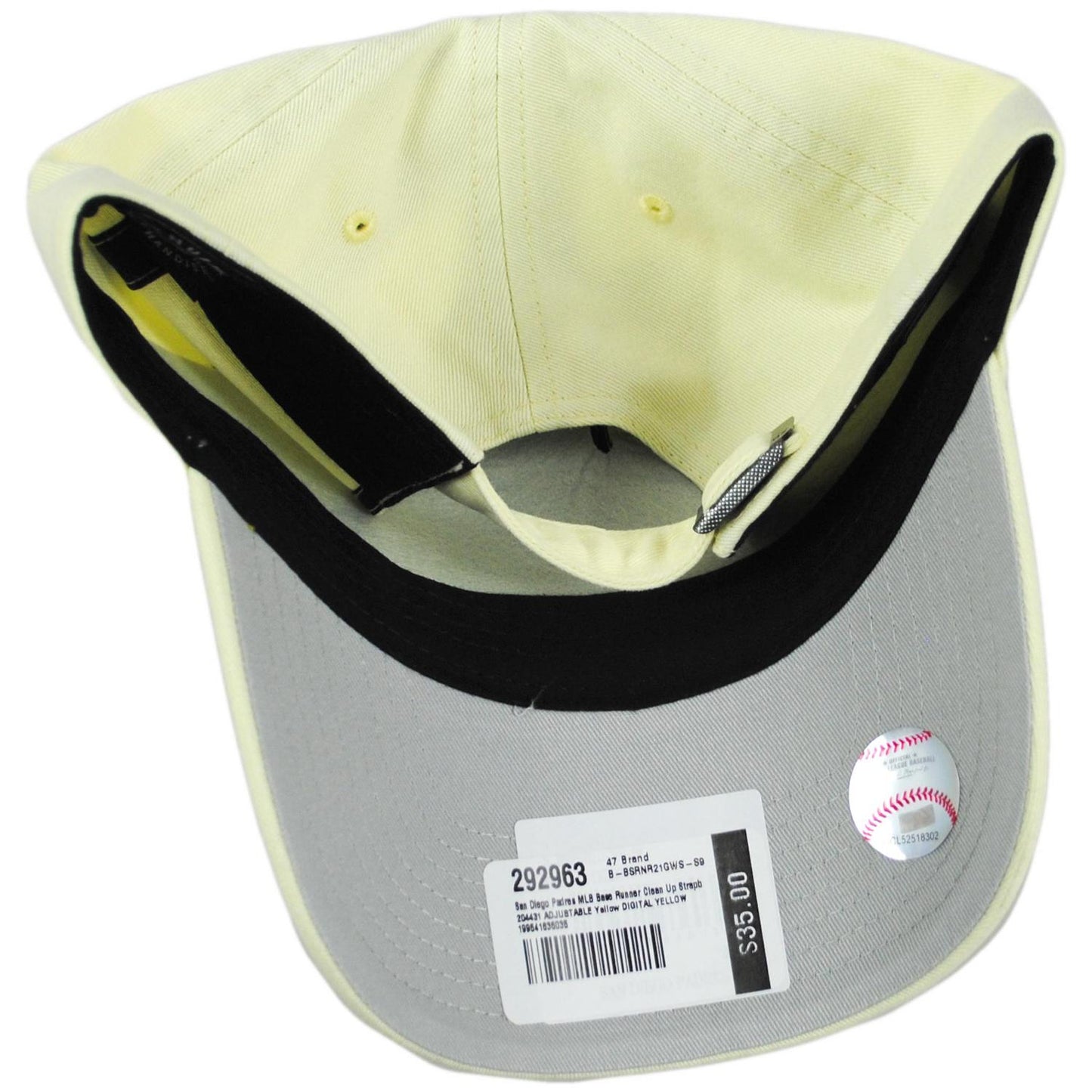 47 Brand | San Diego Padres MLB Tonal Base Runner Clean Up Strapback Baseball Cap Dad Hat | 204431 | under | DIGITAL YELLOW