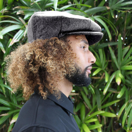 Jaxon Hats | Marl Tweed Wool Blend Newsboy Cap | 167787 | lsmone | BLACK