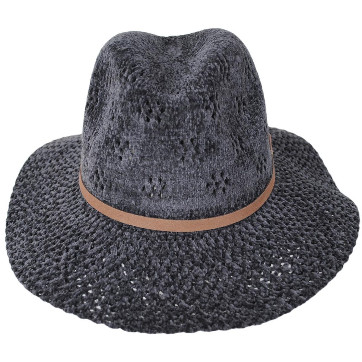 San Diego Hat Company | Walnut Grove Chenille Knit Fedora Hat | 108943 | front | CHARCOAL