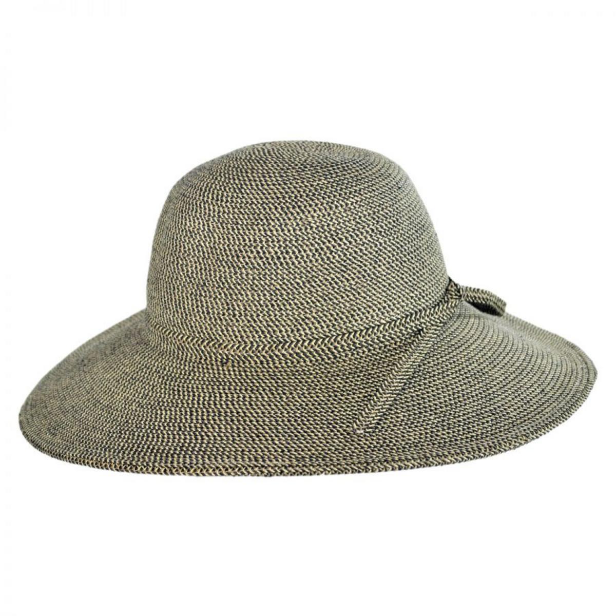 Jeanne Simmons | Tweed Toyo Straw Blend Floppy Sun Hat | 101766 | profile | BLACK