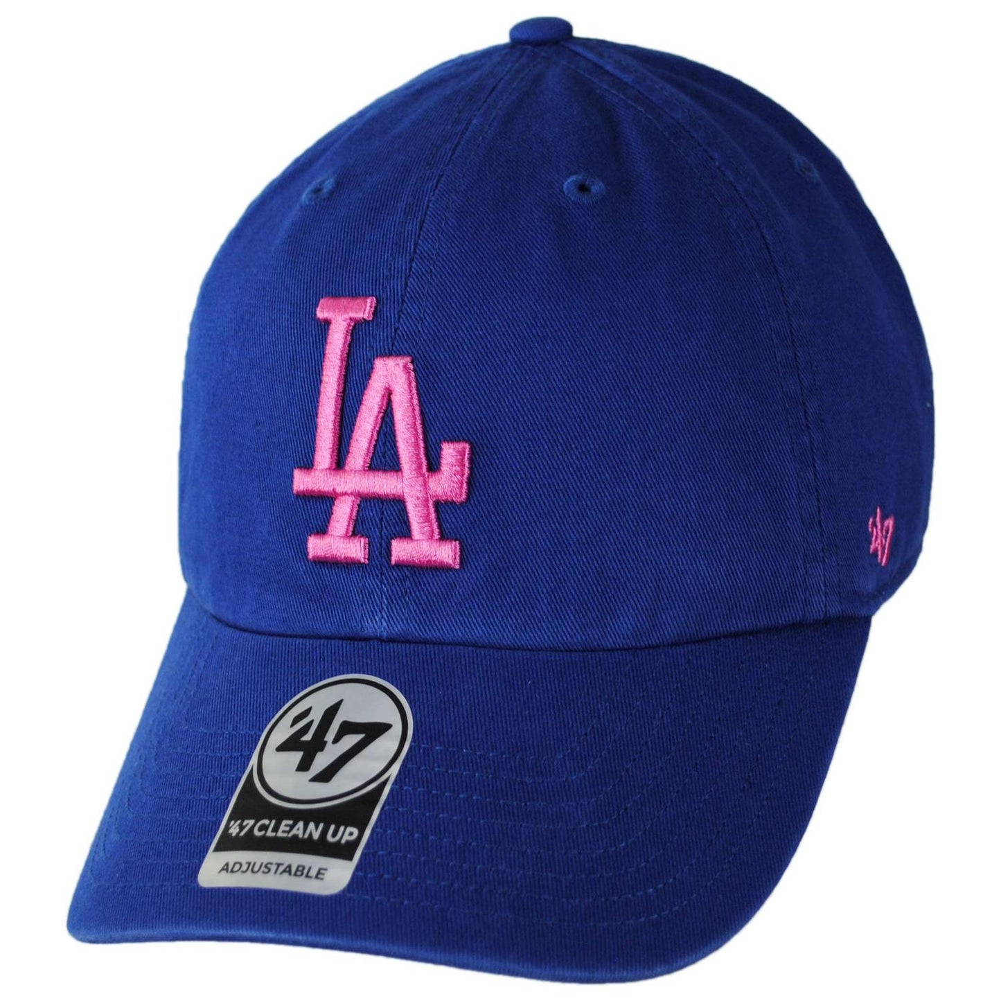 47 Brand | Los Angeles Dodgers MLB Clean Up Strapback Baseball Cap Dad Hat | 203042 | lead | ROYAL/HOT PINK