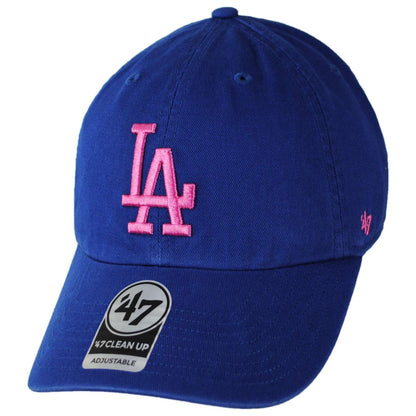 47 Brand | Los Angeles Dodgers MLB Clean Up Strapback Baseball Cap Dad Hat | 203042 | lead | ROYAL/HOT PINK