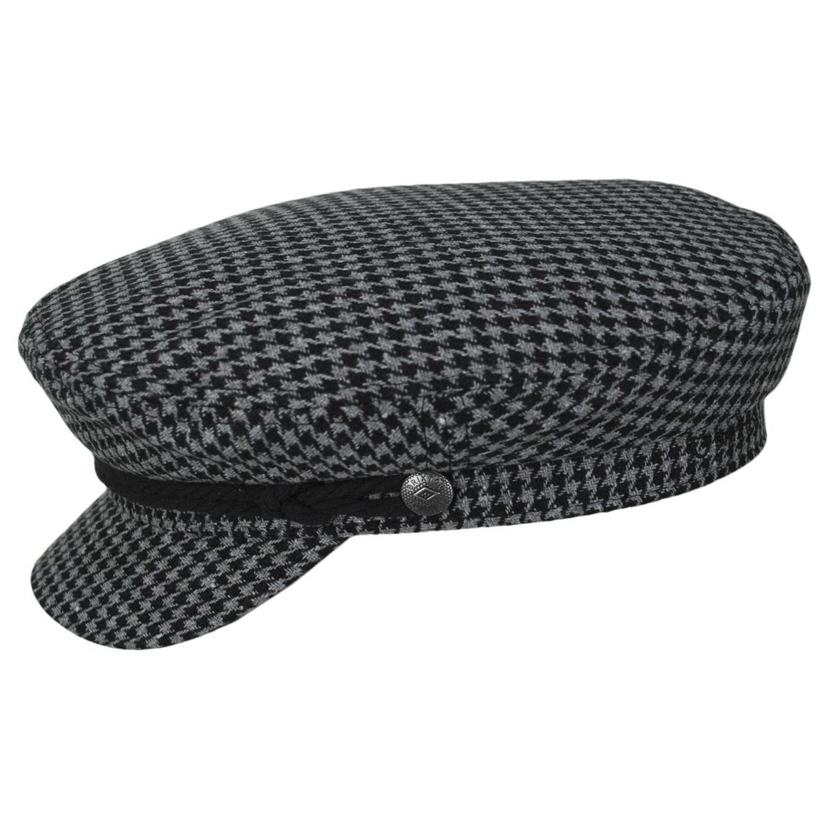 BRIXTON HATS | Houndstooth Tweed Fabric Fiddler Cap - Dusk/Black | 181301DB | profile | DUSK/BLACK