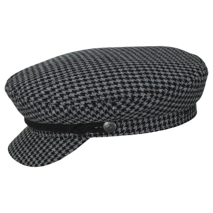 BRIXTON HATS | Houndstooth Tweed Fabric Fiddler Cap - Dusk/Black | 181301DB | profile | DUSK/BLACK