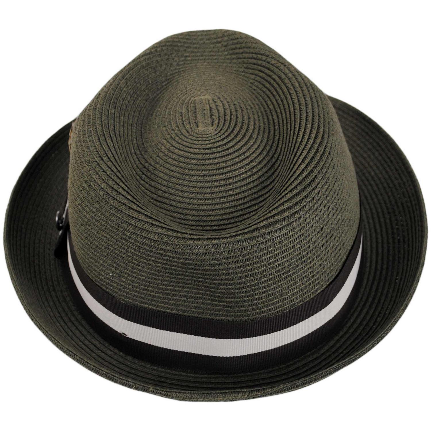 Jaxon Hats | Ridley Toyo Straw Trilby Fedora Hat | 129000 | top | OLIVE GREEN