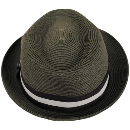 Jaxon Hats | Ridley Toyo Straw Trilby Fedora Hat | 129000 | top | OLIVE GREEN