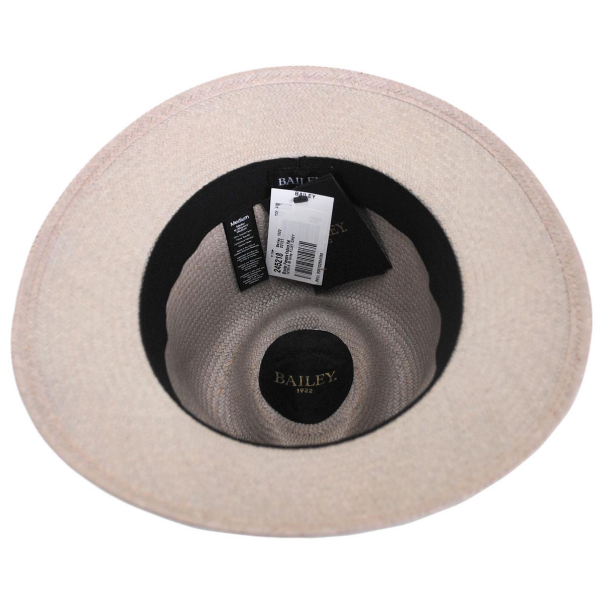 Bailey 1922 | Brooks Panama Straw Fedora Hat | 127815 | under | FLINT GREY