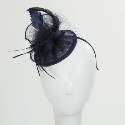 Jeanne Simmons | Mavis Fascinator Hat | 120720 | profile | NAVY