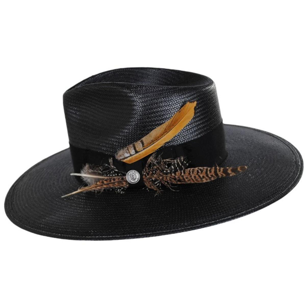 Stetson | Atacama Shantung Straw Fedora Hat | 127043 | profile | BLACK
