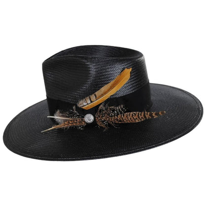 Stetson | Atacama Shantung Straw Fedora Hat - Black | 127043B | profile | BLACK