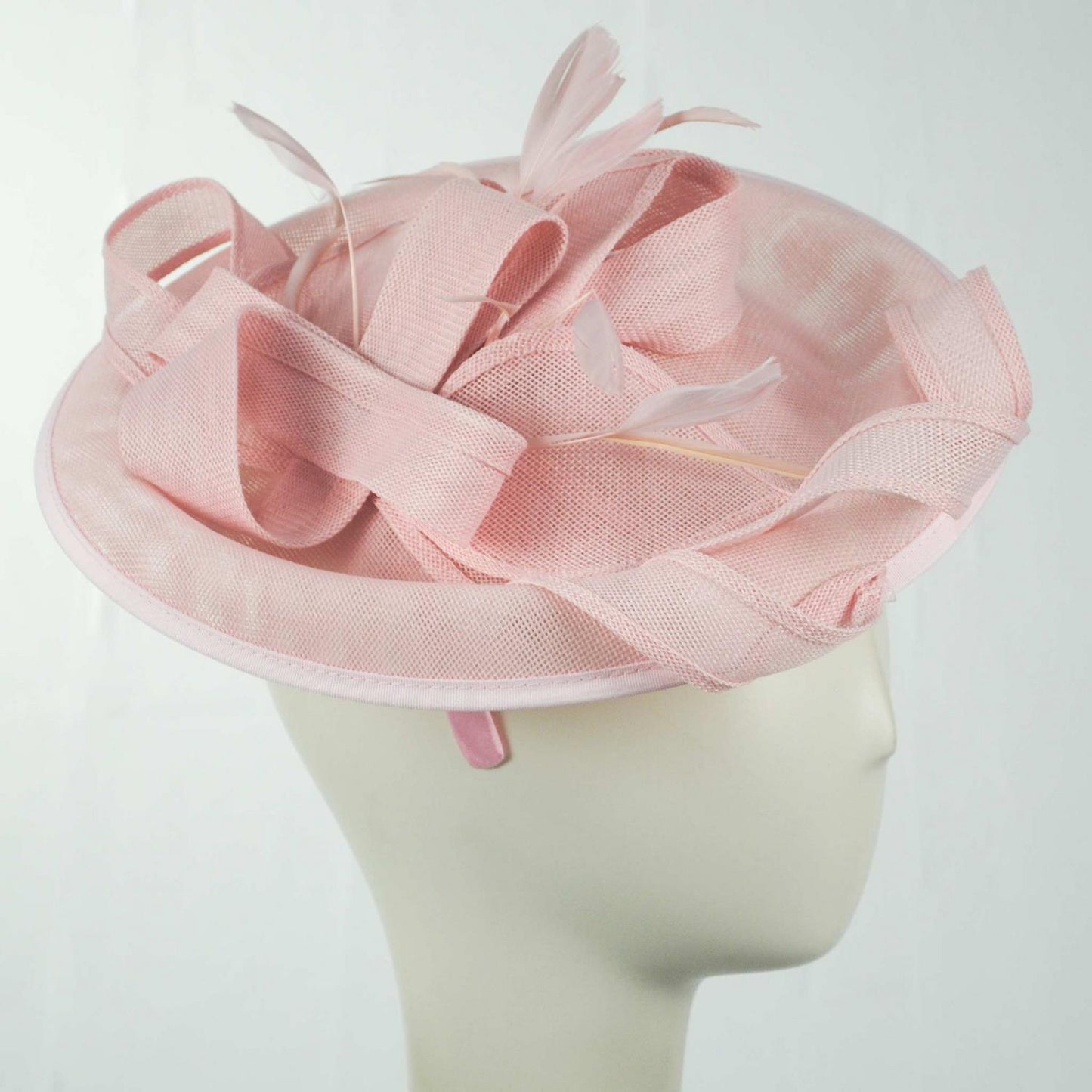 Sophia | Ribbon & Flax Linen Fabric Fascinator Hat | 122904 | profile | PINK