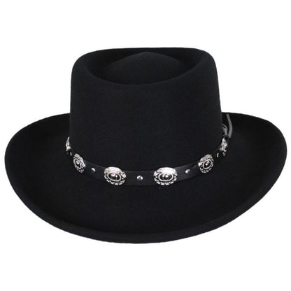Jaxon Hats | Crossfire Wool Felt Gambler Hat | 132004 | front | BLACK