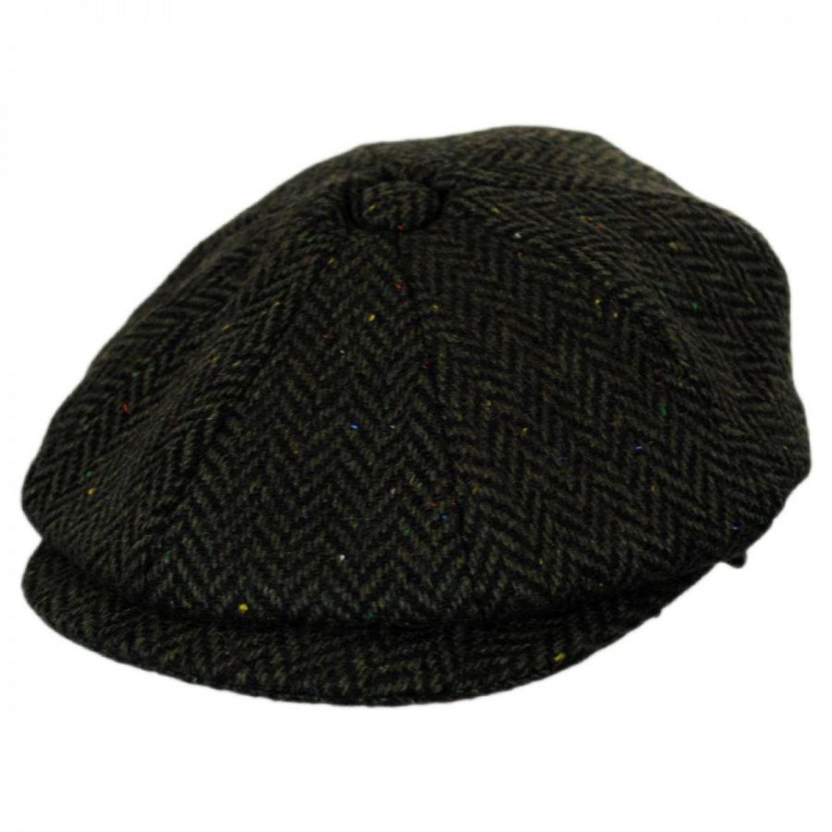 Jaxon Hats | Cambridge Herringbone Wool Newsboy Cap | 167778 | lead | GREEN