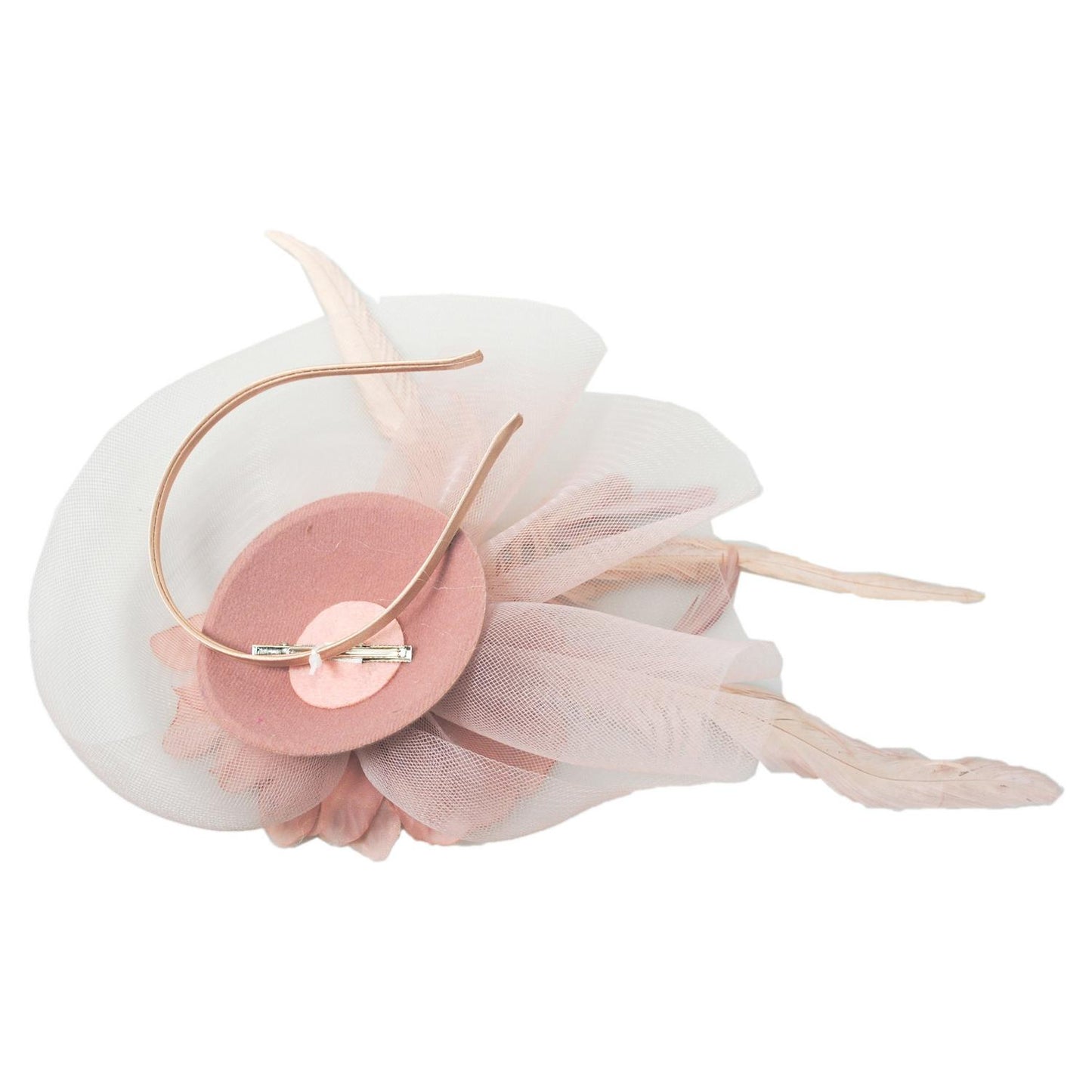 Sophia | Peony and Feathers Fascinator Hat | 122907 | under | PINK