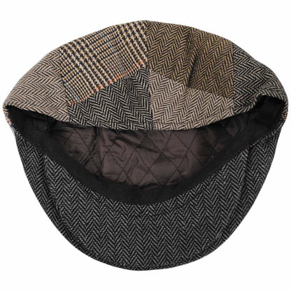 Jaxon Hats | Herringbone Patchwork Wool Blend Ivy Cap | 167734 | under | BROWN/GREY