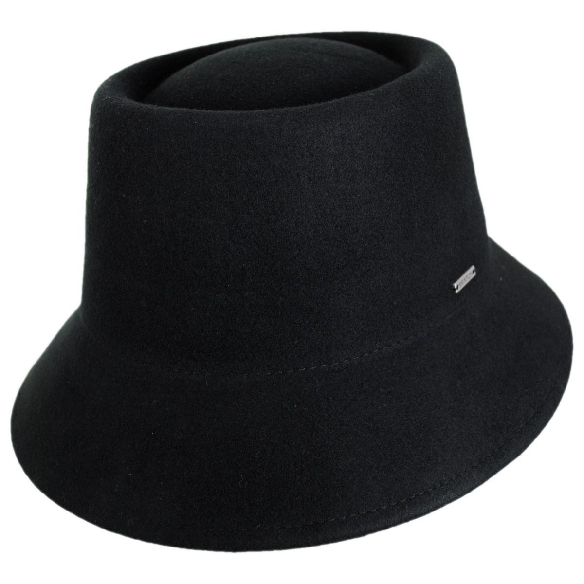 BRIXTON HATS | Elle Wool Felt Bucket/Cloche Hat | 123934 | lead | BLACK