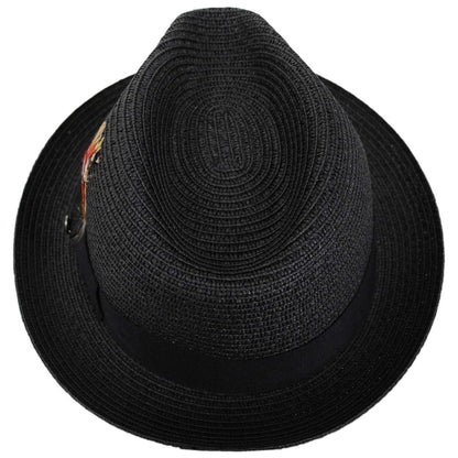 Jaxon Hats | Toyo Straw Braid Trilby Fedora Hat | 128500 | top | BLACK
